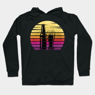 Retro sunset Glass and bottle of beer Hoodie